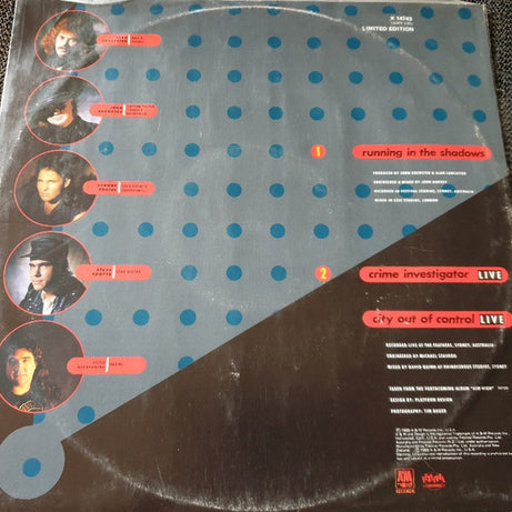 The Bombers (8) : Running In The Shadows (12", Single, Ltd)