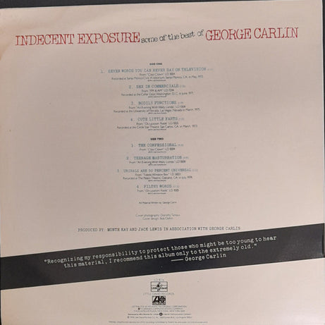 George Carlin : Indecent Exposure: Some Of The Best Of George Carlin (LP, Comp)