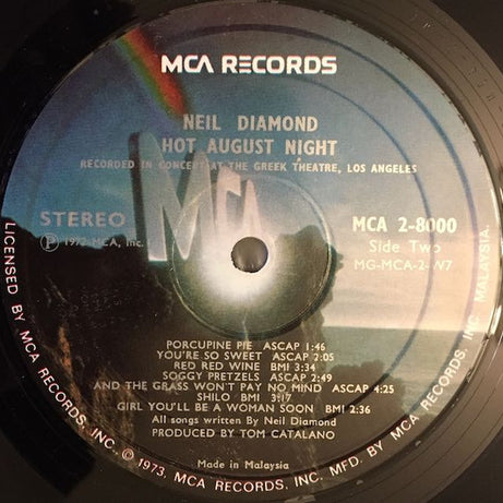 Neil Diamond : Hot August Night (2xLP, Gat)