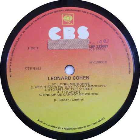 Leonard Cohen : Songs Of Leonard Cohen (LP, Album, RE, Sun)