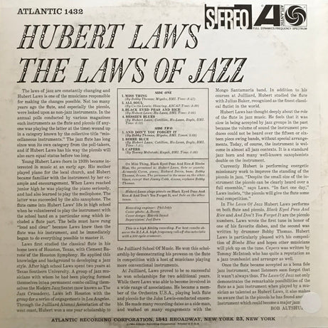 Hubert Laws : The Laws Of Jazz (LP, Album, Mon)