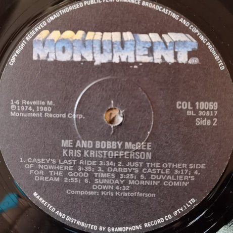Kris Kristofferson : Me And Bobby McGee (LP, RE)
