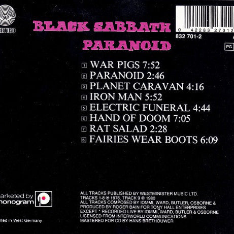 Black Sabbath : Paranoid (CD, Album, RE)