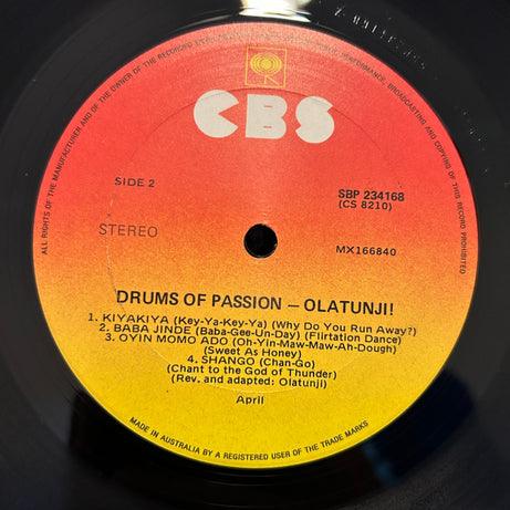 Babatunde Olatunji : Drums Of Passion (LP, Album, RE, RP, Sun)