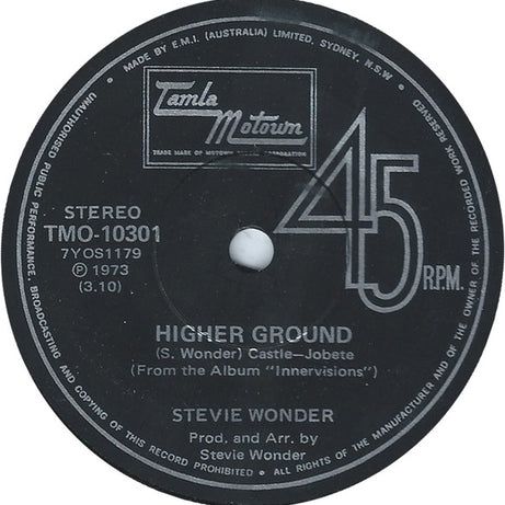 Stevie Wonder : Higher Ground (7", Single)