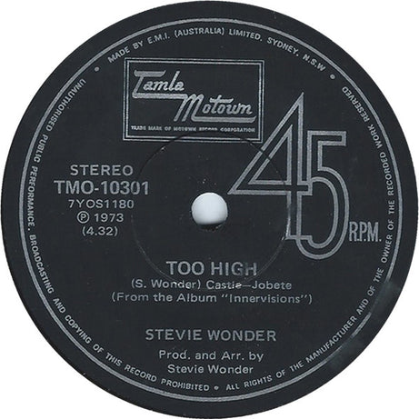 Stevie Wonder : Higher Ground (7", Single)