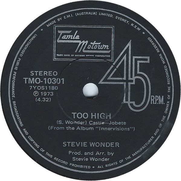Stevie Wonder : Higher Ground (7", Single)