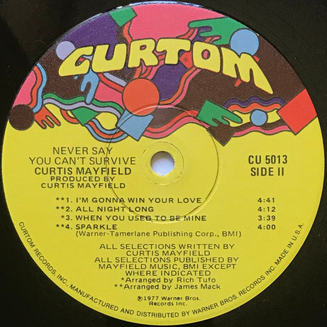 Curtis Mayfield : Never Say You Can't Survive (LP, Album, Win)