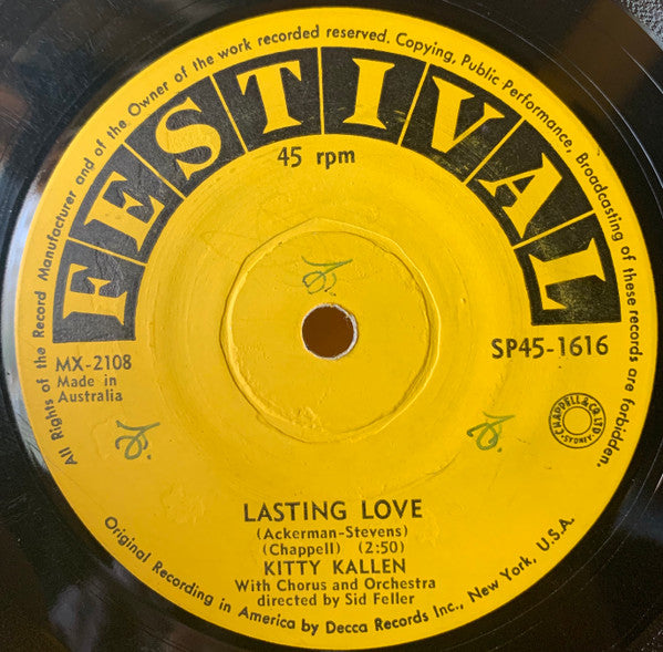 Kitty Kallen : Lasting Love / Long Lonely Nights (7")