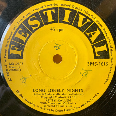 Kitty Kallen : Lasting Love / Long Lonely Nights (7")