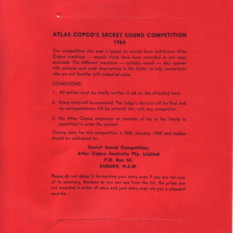 Atlas Copco : Atlas Copco's Secret Sound Competition 1964 (7", Single, Promo)