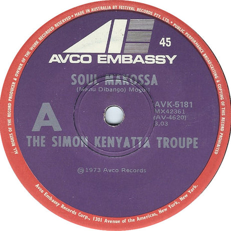 The Simon Kenyatta Troupe : Soul Makossa (7", Single)