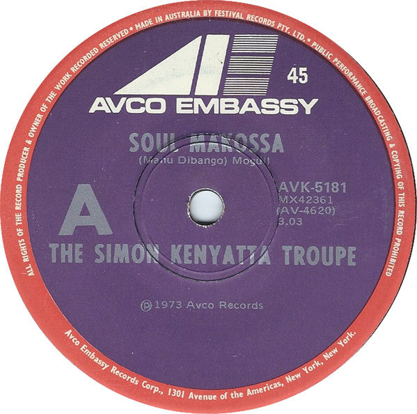 The Simon Kenyatta Troupe : Soul Makossa (7", Single)