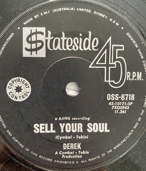 Derek (3) : Back Door Man / Sell Your Soul (Promo) (7")