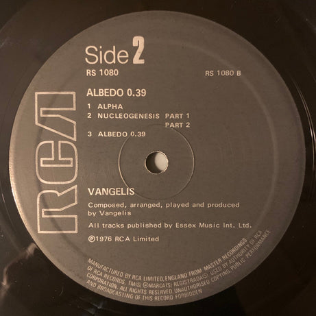 Vangelis : Albedo 0.39 (LP, Album, RE, Bla)