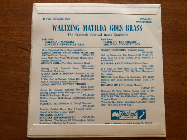 The Waratah Festival Brass Ensemble : Waltzing Matilda Goes Brass (7", EP, Mono)