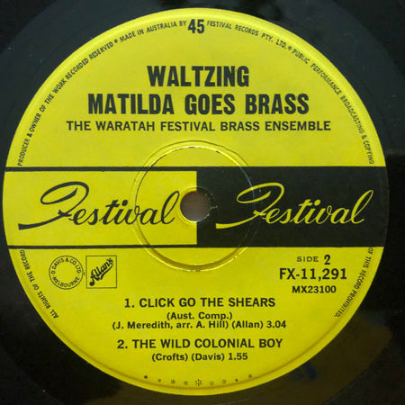 The Waratah Festival Brass Ensemble : Waltzing Matilda Goes Brass (7", EP, Mono)