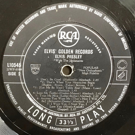 Elvis Presley : Elvis' Golden Records (LP, Comp, Mono)