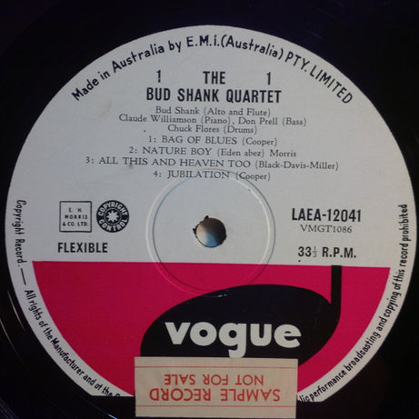 Bud Shank Quartet Featuring Claude Williamson : Bud Shank (LP, Album, Mono)