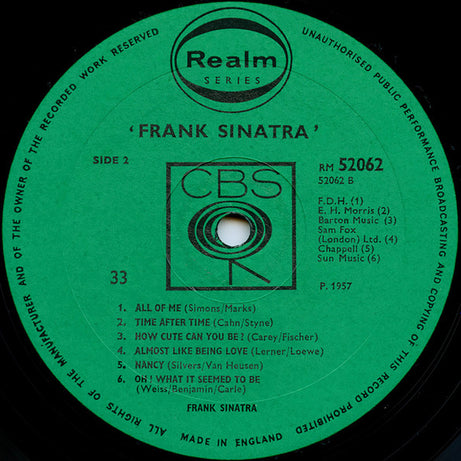 Frank Sinatra : Frank Sinatra (LP, Album, Comp, RE)