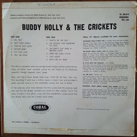 Buddy Holly And The Crickets (2) : The "Chirping" Crickets (LP, Album, Mono)