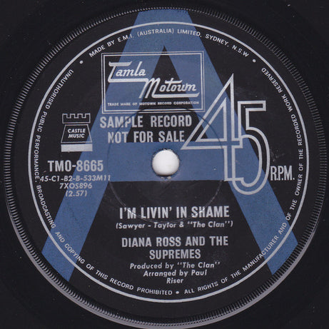 The Supremes : I'm Livin' In Shame (7", Single, Promo)