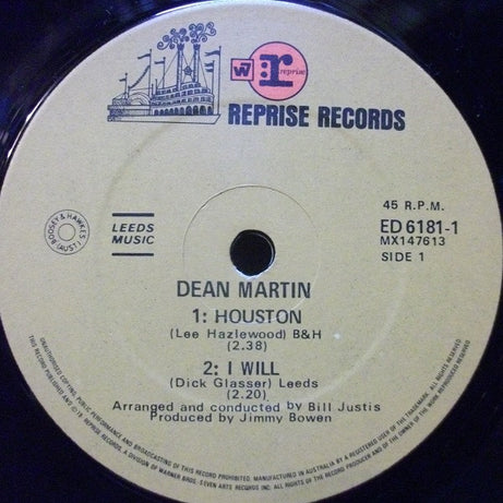 Dean Martin With The Jack Halloran Singers : Houston (7", EP, Mono, RE)