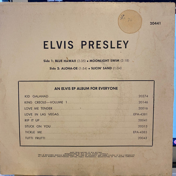 Elvis Presley : Blue Hawaii (7", EP)