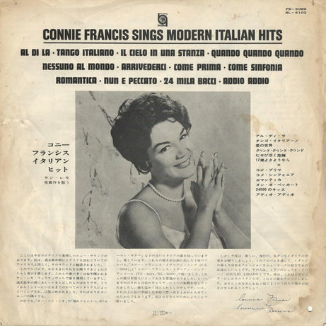 Connie Francis : Connie Francis Sings Modern Italian Hits (LP, Album)