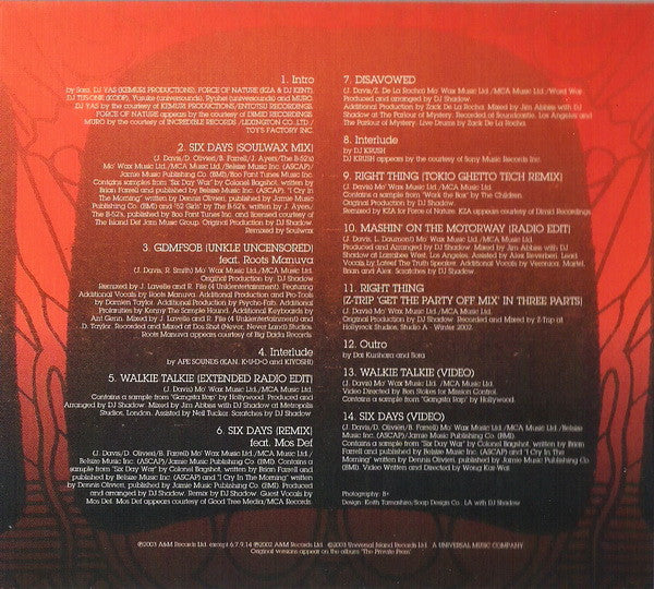 DJ Shadow : The Private Repress (CD, Comp, Enh)