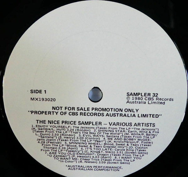 Various : The Nice Price Sampler  (LP, Comp, Promo)