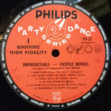 Patrice Munsel With Phil Moore And His Orchestra : Unpredictable (LP, Album, Mono)