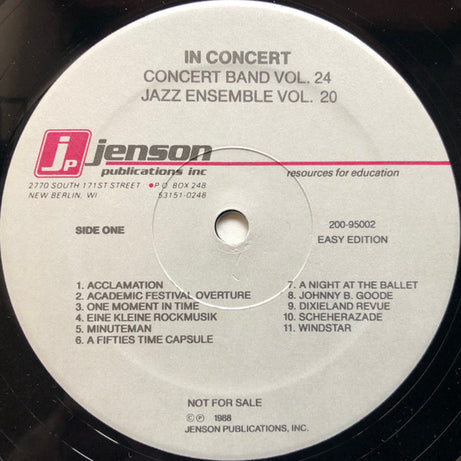 Unknown Artist : In Concert: Concert Band Vol. 24 / Jazz Ensemble Vol. 20 (2xLP, Promo)