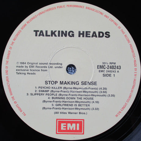 Talking Heads : Stop Making Sense (LP, Album)