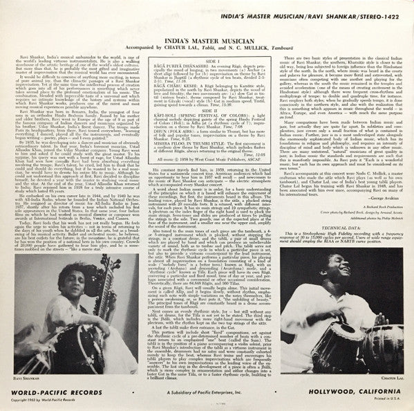 Ravi Shankar : India's Master Musician (LP, RP)