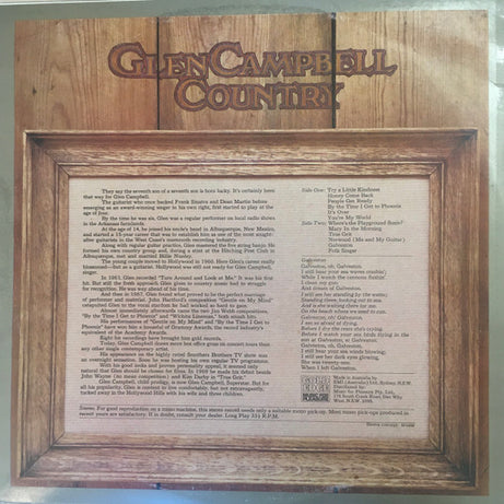 Glen Campbell : Glen Campbell Country (LP, Comp, RE)