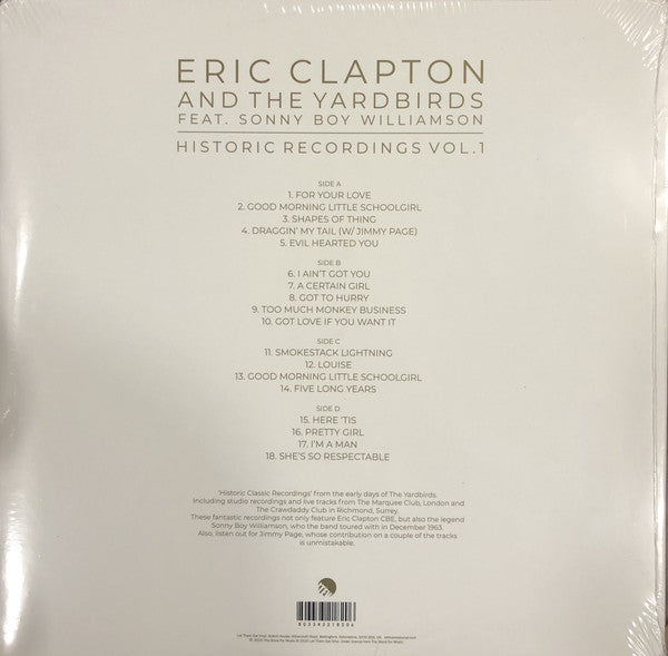 Eric Clapton And The Yardbirds Feat. Sonny Boy Williamson (2) : Historic Recordings Vol. 1 (2xLP, Comp)