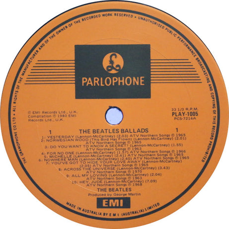 The Beatles : The Beatles Ballads (LP, Comp, CBS)