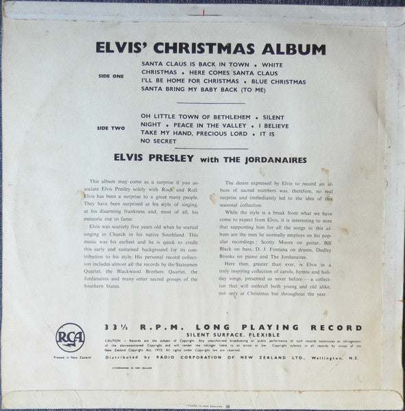 Elvis Presley : Elvis' Christmas Album (LP, Album, Mono, RE)