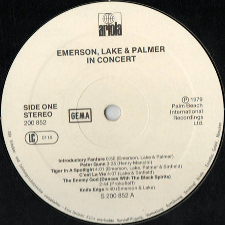 Emerson, Lake & Palmer : In Concert (LP, Album)