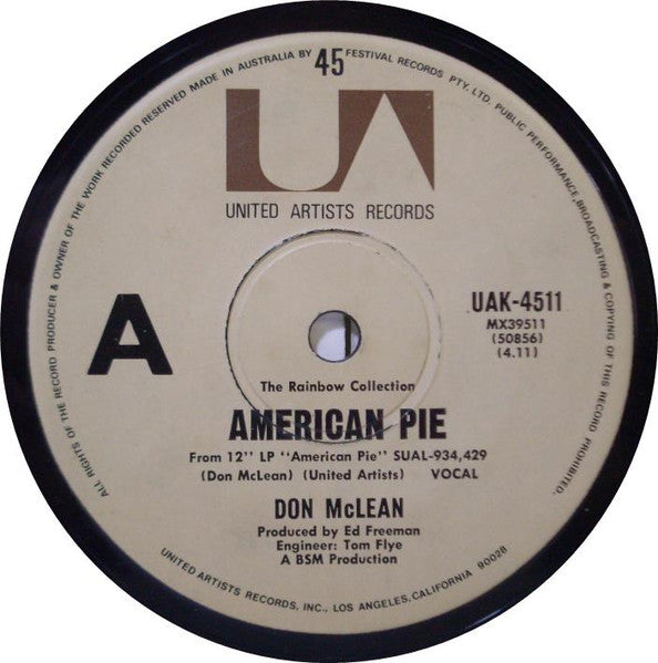 Don McLean : American Pie (7", Single)