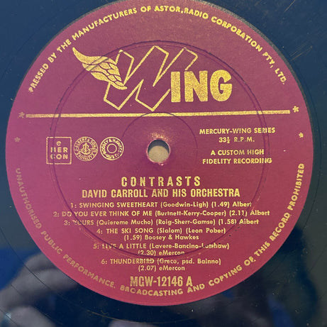 David Carroll & His Orchestra : Contrasts (LP, Comp, Mono)
