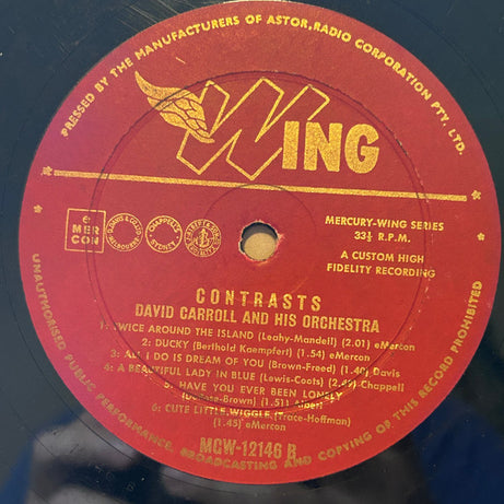 David Carroll & His Orchestra : Contrasts (LP, Comp, Mono)