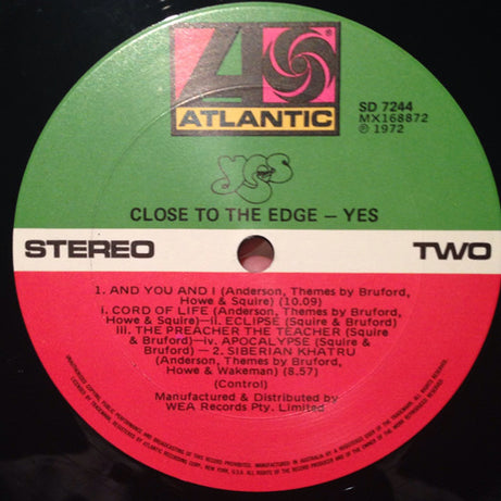 Yes : Close To The Edge (LP, Album, Gat)