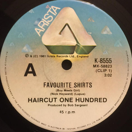 Haircut One Hundred : Favourite Shirts (Boy Meets Girl) (7", Single, Ltd)