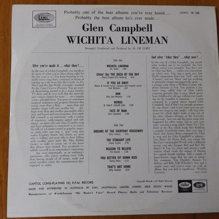 Glen Campbell : Wichita Lineman (LP, Album, Ora)