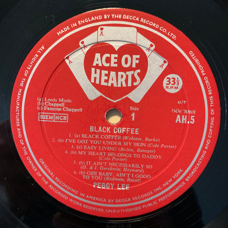 Peggy Lee : Black Coffee (LP, Mono)