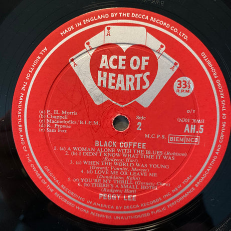 Peggy Lee : Black Coffee (LP, Mono)