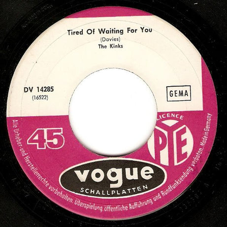 The Kinks : Tired Of Waiting For You / Come On Now (7", Single)