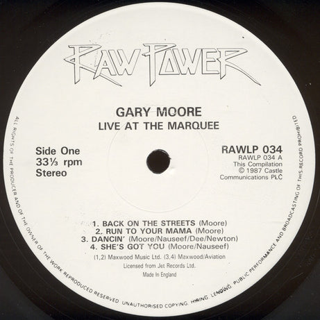 Gary Moore : Live At The Marquee (LP, Album)